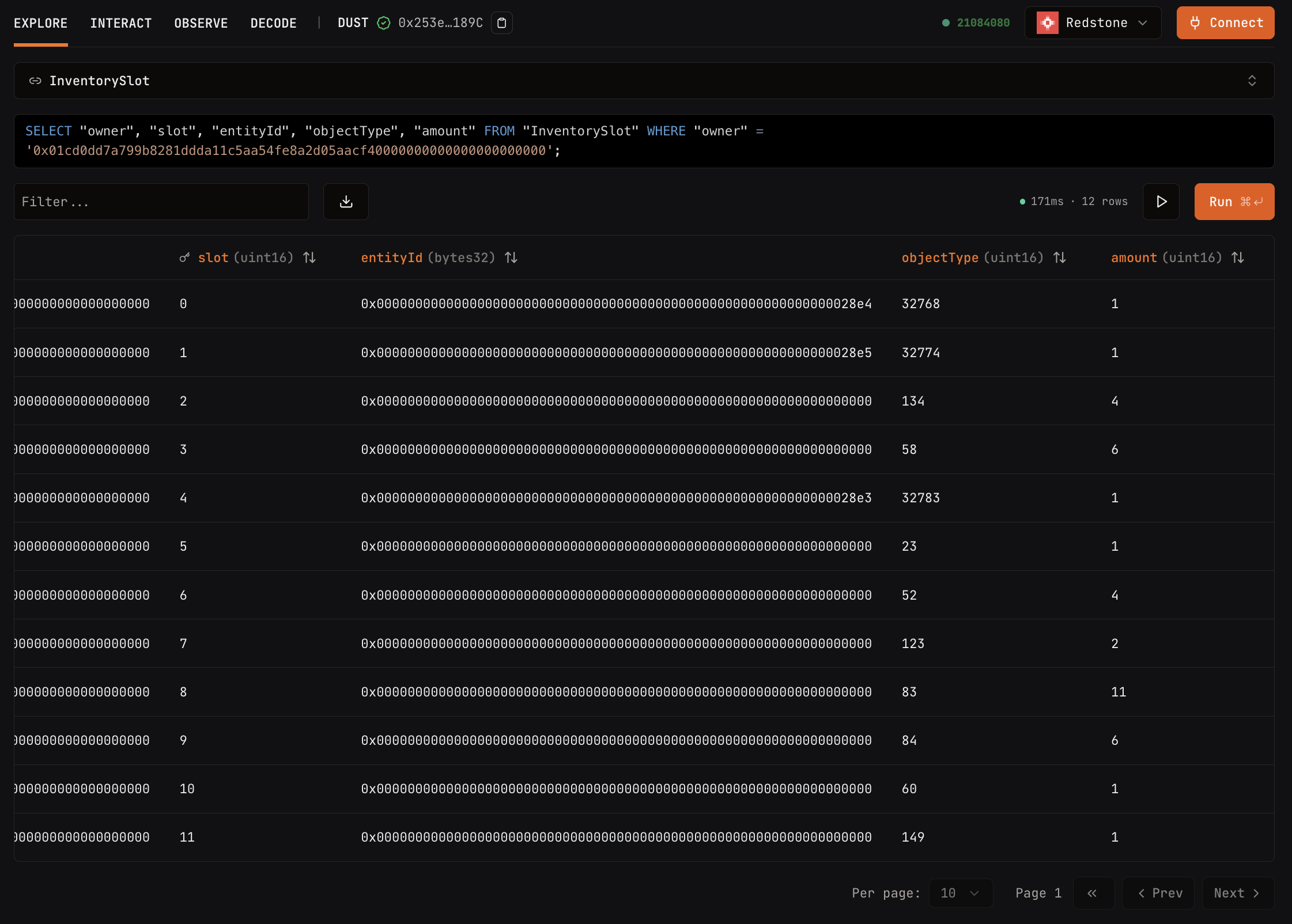 explorer entity inventory slot
